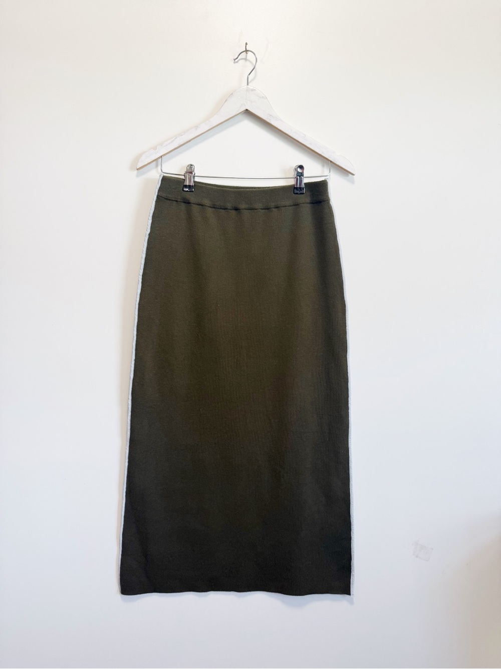 MODERN CITIZEN Green Knit Sweater Skirt Side Stripe Size Large